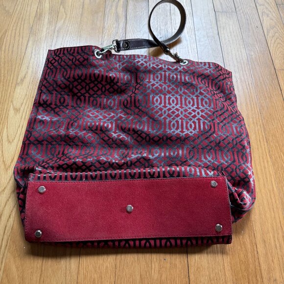 J. McLaughlin Red Printed Shopper Handbag - Picture 2 of 16